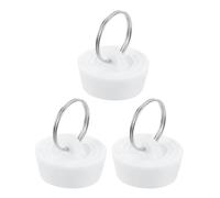 QUARKZMAN 3 Pcs Bouchon D'Évier en Caoutchouc, Bouchon De Vidange De Baignoire pour 1-1/8" À 1-1/4" Joint D'Évier avec Anneau De Suspendu pour Salle De Bain Cuisine Buanderie, Blanc