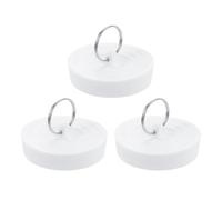 QUARKZMAN 3 Pcs Bouchon D'évier en Caoutchouc, Bouchon De Vidange De Baignoire pour 2-1/16" à 2-3/16" Joint De Bouchon D'évier avec Anneau pour Salle De Bain Cuisine Buanderie, Blanc