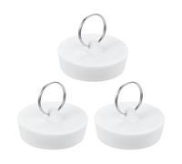 QUARKZMAN 3 Pcs Bouchon D'Évier en Caoutchouc, Bouchon De Vidange De Baignoire pour pour 1-7/8" À 1-15/16" Joint D'Évier De Vidange avec Anneau pour Salle De Bain Cuisine Buanderie, Blanc