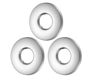 QUARKZMAN 3 Pcs Flasque De Douche 0.8"x2.1"x0.2"(21x54x6mm) Argent | Plaque Ronde En Acier Inoxydable, Flasque Murale Divisee, Cache-Tuyau Murale Pour Conduite