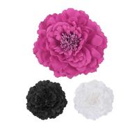 QUARKZMAN 3 Pcs Fleurs De Pivoine Barrette 4.7 Inch Rose Rouge/Noir/Blanc | À Cheveux, Fleur Artificielle En Tissu, Pour Femmes Épingles À Cheveux Corsage DIY Artisanat Vêtements MariageFête