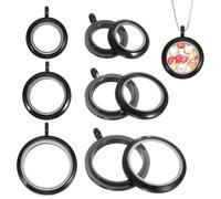 QUARKZMAN 3 Pcs Living Memory Locket Charm, 12.7/18/23mm Round Floating Locket Pendants Stainless Steel Clear Glass Photo Charm pour Women Necklace DIY Crafts Making Decoration, Black