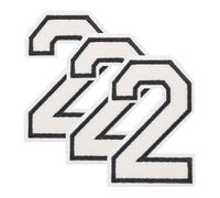 QUARKZMAN 3 Pcs Patches En Fer À Repasser Numérotées, Patches Brodées De 3 Pouces Numéros 0-9 Applique Pour Vêtements, Chemises, Chapeaux, Sacs À Dos, Jeans, Accessoires DIY(Numéro 2, Blanc)