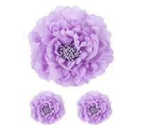 QUARKZMAN 3 Pcs Peony Flowers Hair Clip, 4.7 Inch Artificial Fabric Head Flower Pour Women Hair Pins Corsage DIY Crafts Clothing Wedding Birthday Party, Light Purple