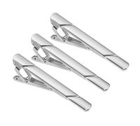 QUARKZMAN 3 Pcs Pinces À Cravate Mince Pour Hommes, Pinces À Cravate En Cuivre Pour Costume Hommes Barrette À Cravate Pinces Accessoires Pour Père, Mari, Business, Mariage (Argent, Sergé)