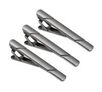QUARKZMAN 3 Pcs Pinces A Cravate Minces Pour Hommes, Pinces A Cravate En Cuivre Pour Hommes Barrette A Cravate Pinces Accessoires Pour Pere, Business, Mariage (Gris, Sergé)