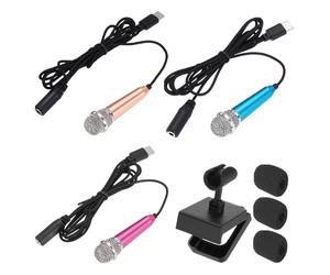 QUARKZMAN 3 Pcs Sponge Cover For Record Phone Voice Gold/Hot Pink/Blue | Mini Mic Tiny Phone Type C Mic Small Microphone With Bracket, Mini Microphone