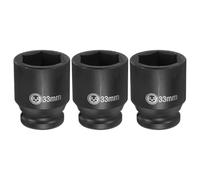 QUARKZMAN 3 Pièces Douille À Choc Profonde 6 Points 3/4" De Entraînement 33mm Métrique CR-V Acier Hexagonal Douille À Boulon 2.4" Long Pour Réparation Auto Machine