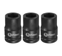 QUARKZMAN 3 Pièces Douille À Choc Profonde 6 Points 3/4" Entraînement 21mm Métrique CR-V Acier Hex Boulon Douilles 2.4" Long Pour Auto Machine Réparation