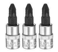 QUARKZMAN 3 Pièces Douille PZ2 1/4" Entraînement Carré Phillips À Fente Extension Impact Bit Power Nut Driver Set S2 & CR-V Acier Douille Cliquet Bits, Argent Noir