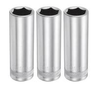 QUARKZMAN 3 Pièces Douilles Profondes 6 Points 1/2" Entraînement 18mm Métrique Profonde CR-V Acier Poli Nickelé 78mm / 3.1" Long Hex Douille Outil Pour Maison Auto Écrous Boulons Réparation