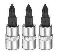 QUARKZMAN 3 Pièces Embout PZ1 1/4" Square Drive Phillips À Fente Extension Impact Bit Power Nut Driver Set S2 & CR-V Steel Socket Ratchet Wrench Bits, Argent Noir