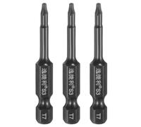QUARKZMAN 3 Pièces Embout Tournevis T7 Torx Tige Hexagonale 1/4" Longueur 50mm/2" Acier S3 Magnétique Sécurité Anti-Vandalisme Tête Étoile 6 Points Embouts Tournevis Hexagonaux, Noir