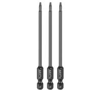 QUARKZMAN 3 Pièces Embout Tournevis T8 Torx 1/4" Tige Hexagonale 100mm/4" Longueur Acier S3 Magnétique Anti-Sabotage Tête Étoile 6 Points Embout Tournevis Hexagonal, Noir
