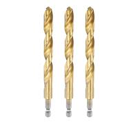QUARKZMAN 3 Pièces Forets À Torsion Titanium 1/4" Tige Hexagonale 11mm Diamètre De Perçage 142mm Longueur Forets En Acier Rapide Pour Métal Trempé, Acier Inoxydable, Fonte, Bois, Plastique