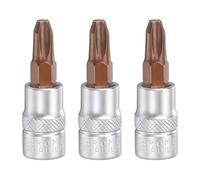 QUARKZMAN 3 Pièces PH3 Embout Phillips Douille 1/4" Carré Métrique S2 Et Acier CR-V Cliquet Industriel Embouts, Argent Rouge