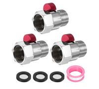 QUARKZMAN 3 Pièces Robinet D'Arrêt De Douche Femelle x Mâle G1/2", Robinet De Contrôle De Débit D'Eau En Laiton Pour Tête De Douche Avec Restricteur De Débit, Rouge