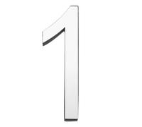 QUARKZMAN 3 Pouces Numéros de Maison 3D Acrylique Numéro Miroir Autocollants Muraux Auto-Adhésifs décoratif à La Maison Signe Art Autocollant Décalcomanie Pour Bricolage Argent Numéro 1