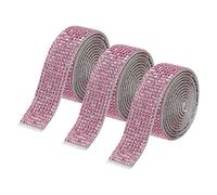 QUARKZMAN 3 Rouleau 3 Yards 18mm Ruban Strass Autocollant Diamant Bande de Strass Autocollant pour Arts & Artisanat Projet, Mariage Gâteaux, Anniversaire Décorations luminaire Rose
