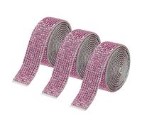 QUARKZMAN 3 Rouleau 3 Yards 18mm Ruban Strass Autocollant Diamant Bande de Strass Autocollant pour Arts & Artisanat Projet, Mariage Gâteaux, Anniversaire Décorations Foncé Rose