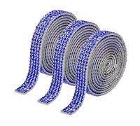 QUARKZMAN 3 Rouleau 3 Yards 8mm Ruban Strass Autocollant Diamant Bande de Strass Autocollant pour Arts & Artisanat Projet, Mariage Gâteaux, Anniversaire Décorations Foncé Bleu