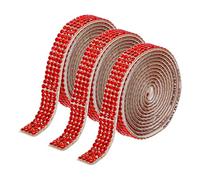 QUARKZMAN 3 Rouleau 3 Yards 8mm Ruban Strass Autocollant Diamant Bande de Strass Autocollant pour Arts & Artisanat Projet, Mariage Gâteaux, Anniversaire Décorations Rouge