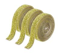QUARKZMAN 3 Rouleau 3 Yards 8mm Ruban Strass Autocollant Diamant Bande de Strass Autocollant pour Arts & Artisanat Projet, Mariage Gâteaux, Anniversaire Décorations Jaune