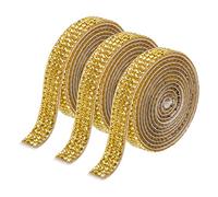 QUARKZMAN 3 Rouleau 3 Yards 8mm Ruban Strass Autocollant Diamant Bande de Strass Autocollant pour Arts & Artisanat Projet, Mariage Gâteaux, Anniversaire Décorations Or
