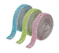 QUARKZMAN 3 Rouleau 3 Yards 8mm Ruban Strass Autocollant Diamant Bande de Strass pour Arts Projet, Mariage Gâteaux, Anniversaire Décorations luminaire Bleu,luminaire Vert,luminaire Rose