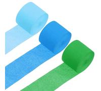 QUARKZMAN 3 rouleaux 246 pieds Guirlandes en papier crépon, Guirlandes de décoration de mariage Décoration de fête pour mariage Festival Fond décoratif, Vert, Bleu ciel, Bleu clair