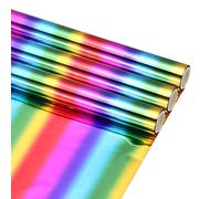 QUARKZMAN 3 Rouleaux De Feuille Métallisée Laser Éclatante Colorée À Chauffage Par Transfert Thermique Pour Artisanat DIY, Pour Utilisation Avec Stylos À Dorure, 6" L x 10 Pi L
