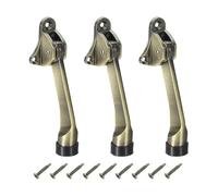 QUARKZMAN 3 Set Kickdown Door Stopper, 4.9" Zinc Alloy Kick Down Door Stoppers Pour Bottom Of Doors One Touch Adjustable Doors Holder With Non-Slip Rubber Tip And Screws, Brass