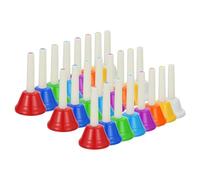 QUARKZMAN 3 Sets De Cloches À Main 8 Notes Musicales Diatoniques Instrument De Musique Coloré Pour Enseignement Musical Fête Chorale D'Église Anniversaire, Blanc/Couleurs Variées