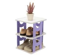 QUARKZMAN 3-Tier Free Standing Shoe Racks, Vertical Narrow Stackable Organizer Shoes Storage Shelf pour Front Door Garage Entrance Closet and Small Space, Purple