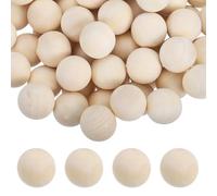QUARKZMAN 30 Billes En Bois, 22mm Billes En Bois Non Finies, Petites Perles Rondes En Bois Massif Sphères En Bouleau Naturel Pour DIY Artisanat, Ornements De Noël, Fabrication De gemmes