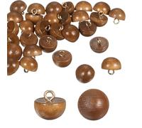 QUARKZMAN 30 Boutons En Bois 0.59" (15mm) Type Cèpe Dôme Rond Accessoires De Couture Boutons En Bois Avec Tige Pour Cheongsam Chemise Robes De Mariage, Marron