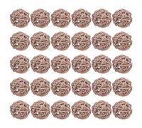 QUARKZMAN 30 pcs Boules en Rotin Tressé de 3 cm pour Décoration, Remplissage de Vase, Mariage, Fête, Décoration de Maison - Marron