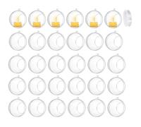 QUARKZMAN 30 Pcs Boules Suspendues pour Bougies Tealight 3" Acrylique Remplissables, Contenants Ornements en Plastique pour Décoration de Mariage Fête Maison DIY