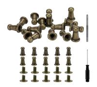 QUARKZMAN 30 Pcs Bouton à Tête Ronde Goujons Vis 4mm Alliage Cuir Rivets avec Tournevis Creux pour Réparer et Décorer Tissu Vêtements Chaussures Sacs DIY, Bronze