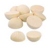 QUARKZMAN 30 Pcs Demi-Perles en Bois, 50mm, Boules Hémisphériques Non Finies, Rondes, en Bois Naturel pour Bricolage, Ornements de Festival