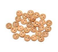 QUARKZMAN 30 Pièces Boutons de Couture en Bois, 10mm Diamètre x 3.5mm Épaisseur Boutons avec 2 Trous Ronds Bord en Pointillés pour Remplacement Vêtements DIY Artisanat Décoration, Beige