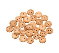 QUARKZMAN 30 Pièces Boutons de Couture en Bois, 13mm Diamètre x 3.5mm Épaisseur Boutons avec 2 Trous Ronds Bord en Pointillés pour Remplacement Vêtements DIY Artisanat Décoration, Beige