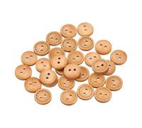 QUARKZMAN 30 Pièces Boutons de Couture en Bois, 15mm Diamètre x 3.5mm Épaisseur Boutons avec 2 Trous Ronds Bord en Pointillés pour Remplacement Vêtements DIY Artisanat Décoration, Beige