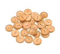 QUARKZMAN 30 Pièces Boutons de Couture en Bois, 20mm Diamètre x 4mm Épaisseur Boutons avec 2 Trous Ronds Bord en Pointillés pour Remplacement Vêtements DIY Artisanat Décoration, Beige
