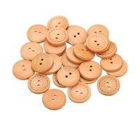 QUARKZMAN 30 Pièces Boutons de Couture en Bois, 25mm Diamètre x 4.5mm Épaisseur Boutons avec 2 Trous Ronds Bord en Pointillés pour Remplacement Vêtements DIY Artisanat Décoration, Beige