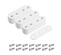 QUARKZMAN 30 Pièces de Supports Plats Droits, Plaque de Renfort en Fer de 55X5mm pour Réparation de Meubles en Bois, Couleur Blanche