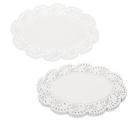 QUARKZMAN 300 napperons en Papier Dentelle 9 x 6,5 Pouces Format Ovale Blancs Sets de Table décoratifs jetables Papier ajouré Fleuri Absorbant pour gâteaux Desserts décoration Alimentaire