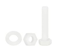 QUARKZMAN 300 Pcs/100 Ensembles Boulons Hexagonaux Nylon, M6 x 30mm Vis À Tête Hexagonale Complètement Filetées Plastique Avec Écrous Et Rondelles Plates Pour Accessoires, Blanc