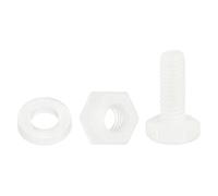 QUARKZMAN 300 Pcs/100 Ensembles Vis Hexagonales Nylon, M3 x 8mm Vis A Tete Hexagonale Pleine Filetage Et Ecrous Avec Rondelles Plates Pour Accessoiress, Blanc