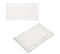 QUARKZMAN 300 pièces Napperons en Dentelle 18 x 12,5 Pouces Blancs Rectangulaires Jetables Décoration en Papier Napperons à Fleurs Ajourées pour Absorption Papiers pour Gâteaux Desserts